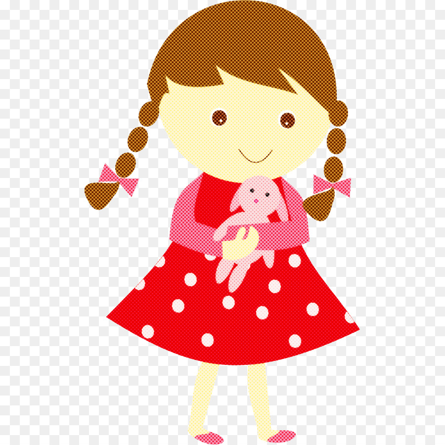 Niña Con Muñeca，Vestido Rojo PNG