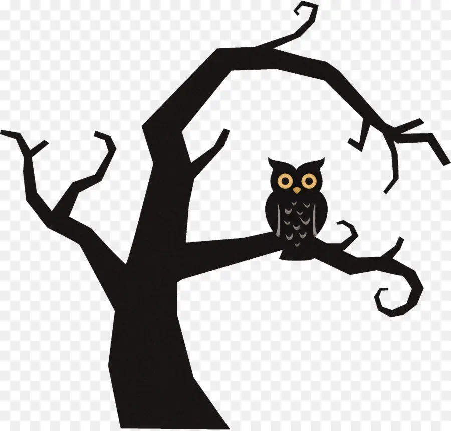 árbol Con Búho，árbol Negro PNG