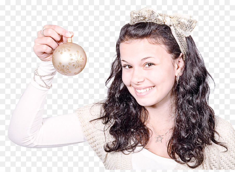 Niña Con Adorno，Navidad PNG