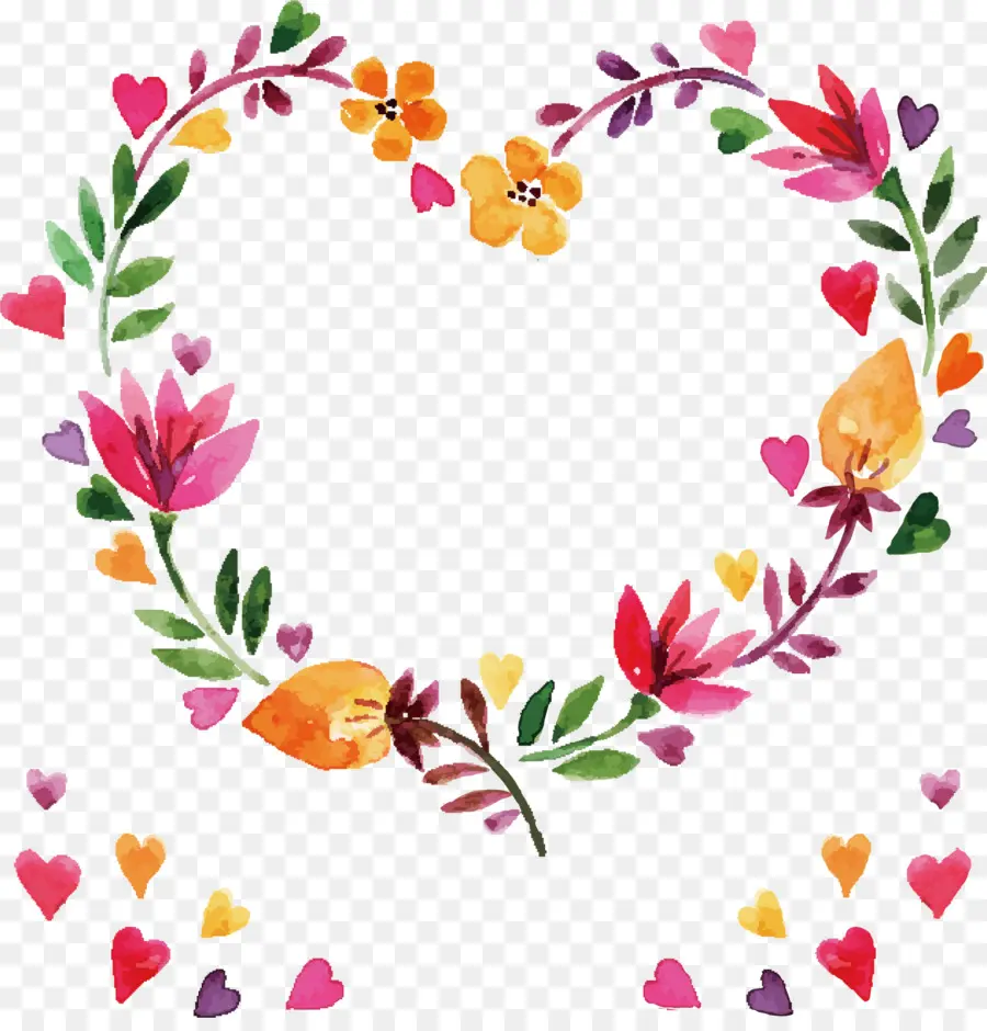 Corazón Floral，Flores PNG