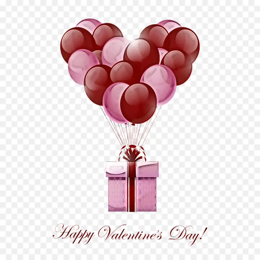 Globos De Corazon，Caja De Regalo PNG