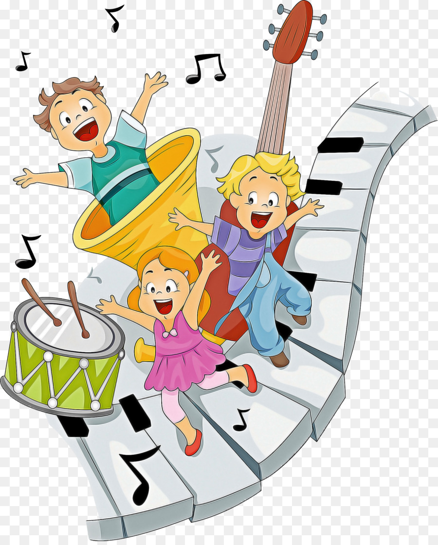 Niños Con Notas Musicales，Piano PNG