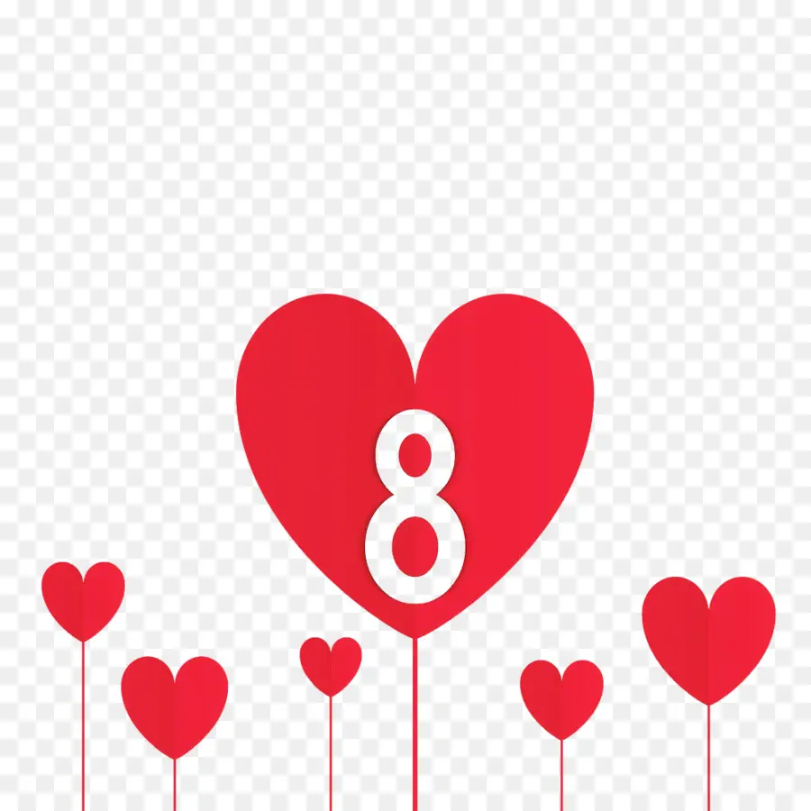 Corazón Rojo Con El Número 8，Amar PNG