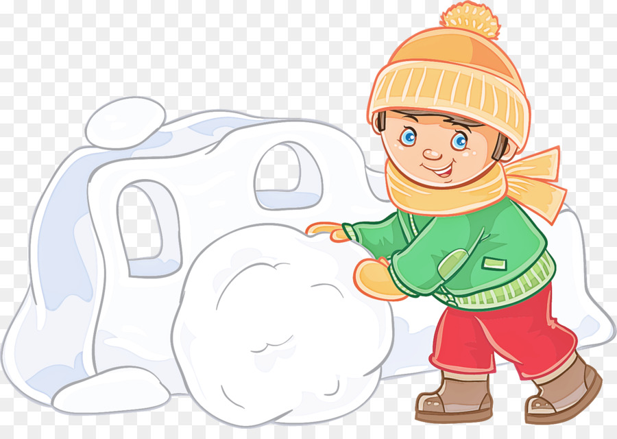 Niño Construyendo Muñeco De Nieve，Invierno PNG