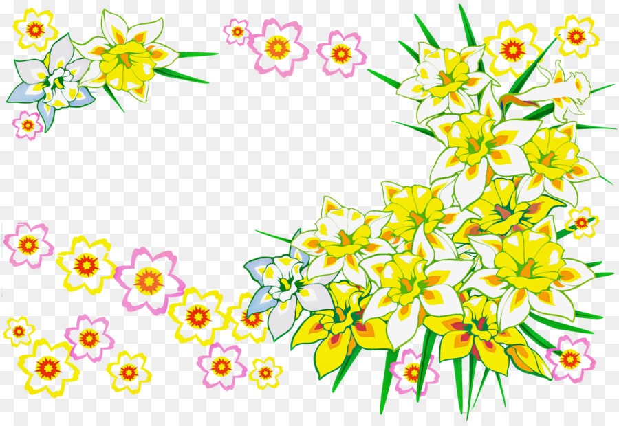 Amarillo，Diseño Floral PNG