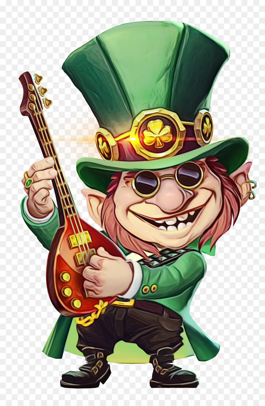 Duende Con Guitarra，Sombrero Verde PNG