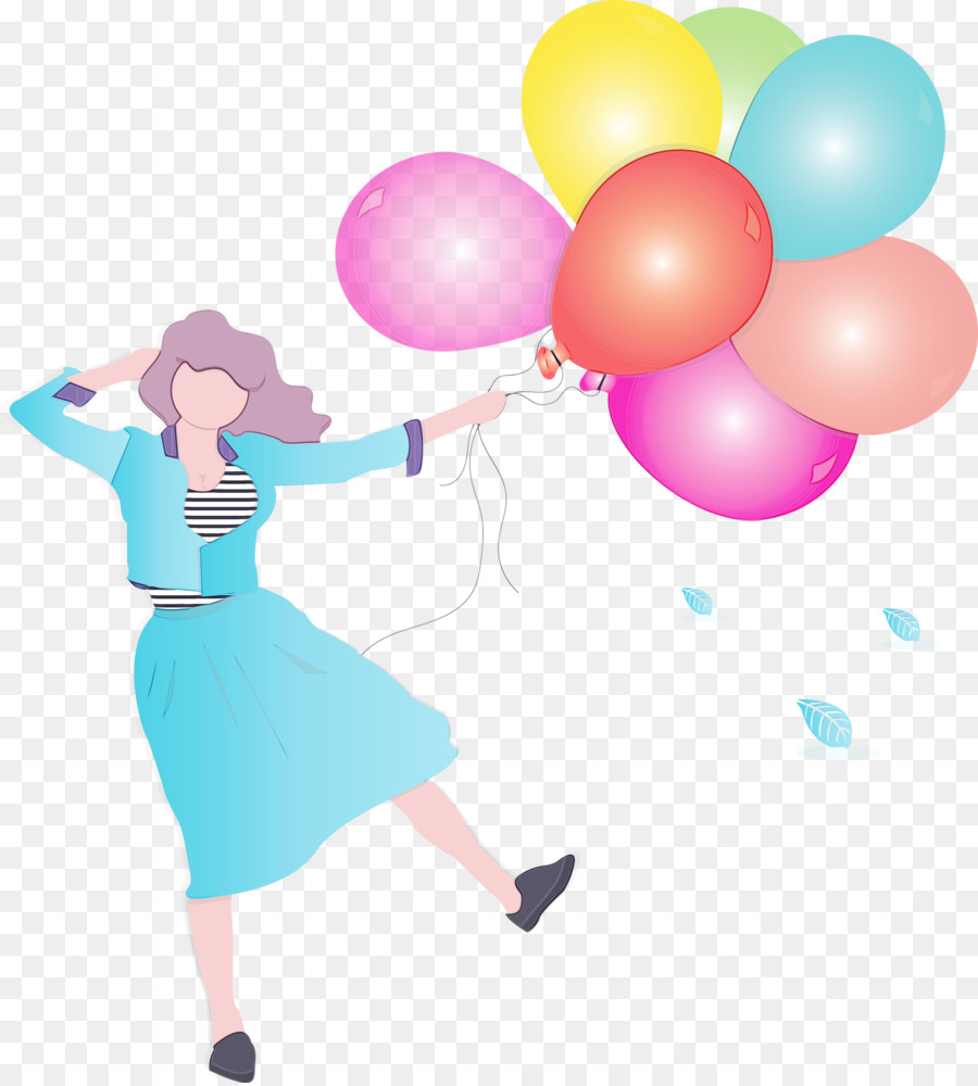 Mujer Con Globos，Chica PNG