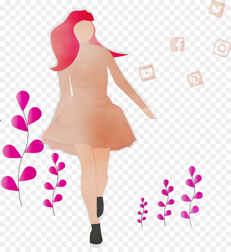 Mujer，Vestido Rosa PNG