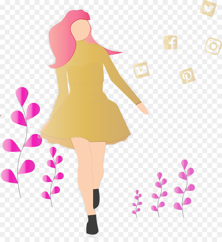 Mujer，Vestido Rosa PNG