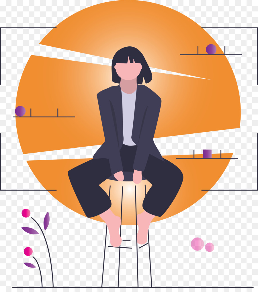 Mujer Sentada，Silla PNG