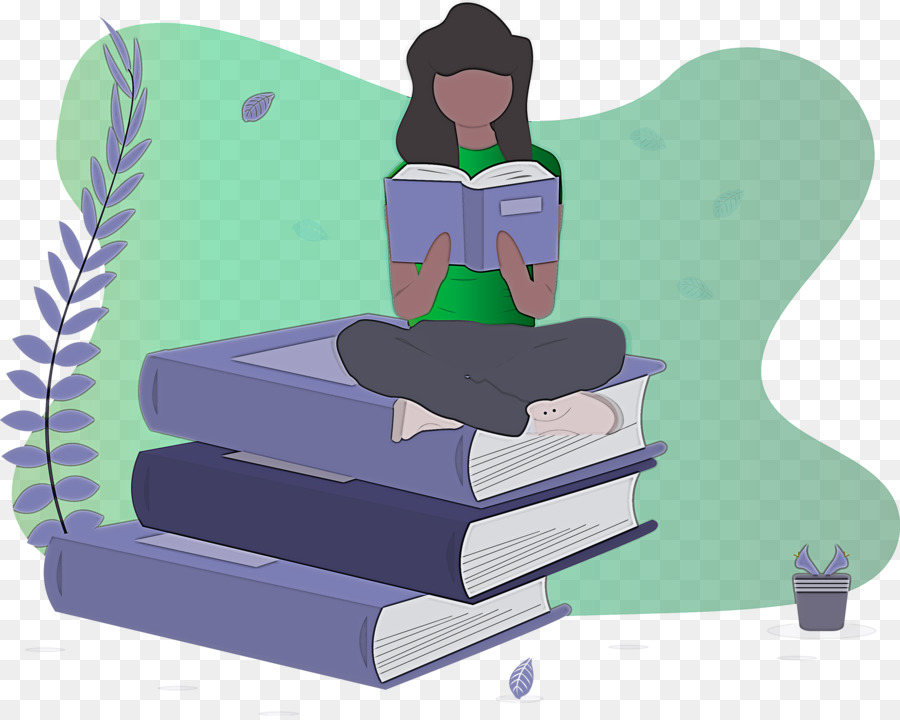 Niña Leyendo，Libros PNG