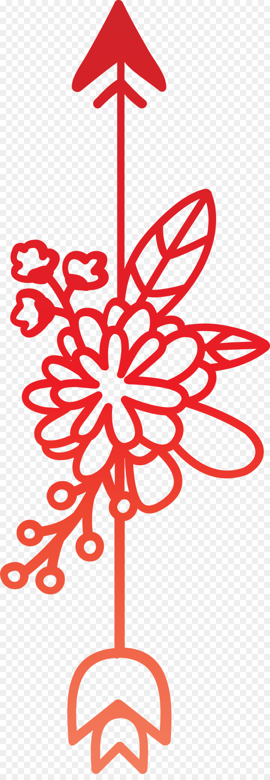 Flecha Floral Roja，Flor PNG