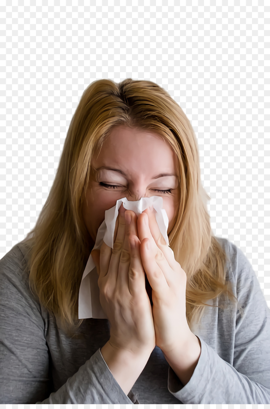 Mujer Estornudando，Tejido PNG