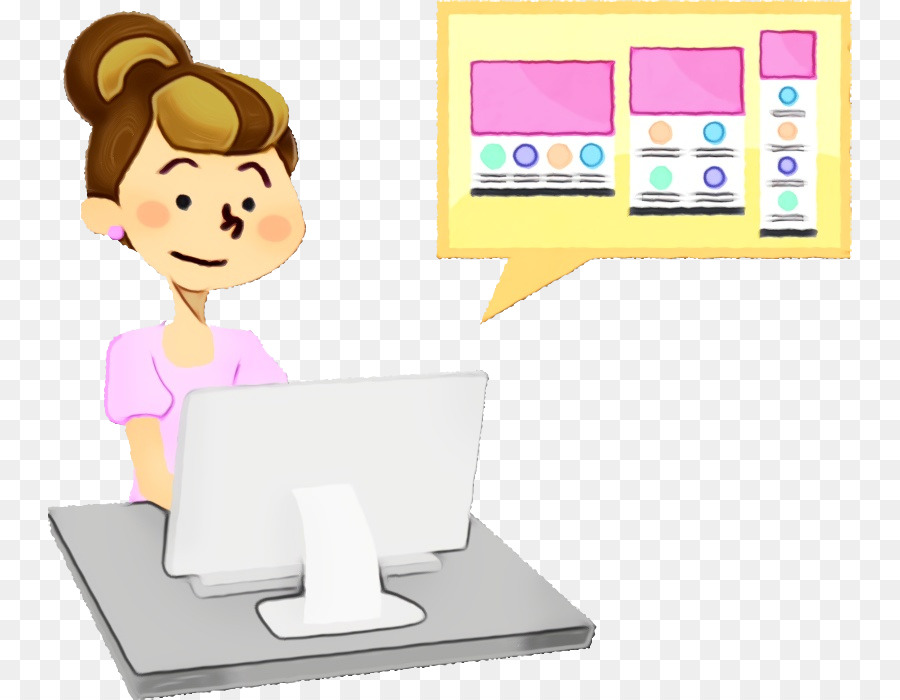 Mujer En La Computadora，Trabajar PNG