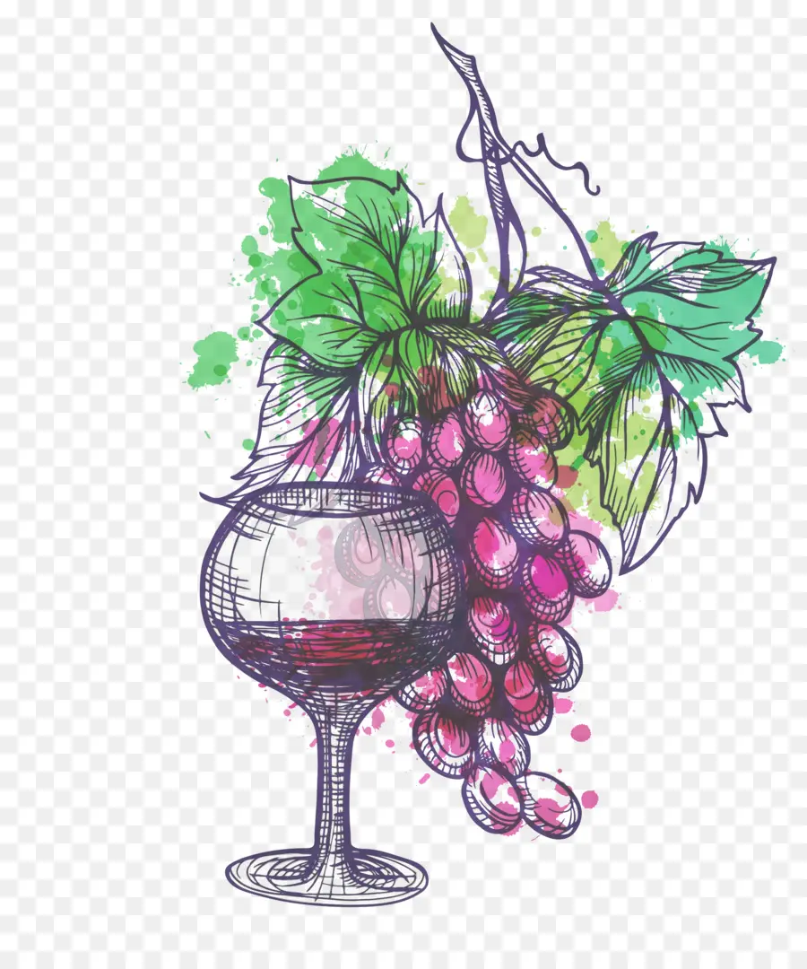 Vino Y Uvas，Vaso PNG