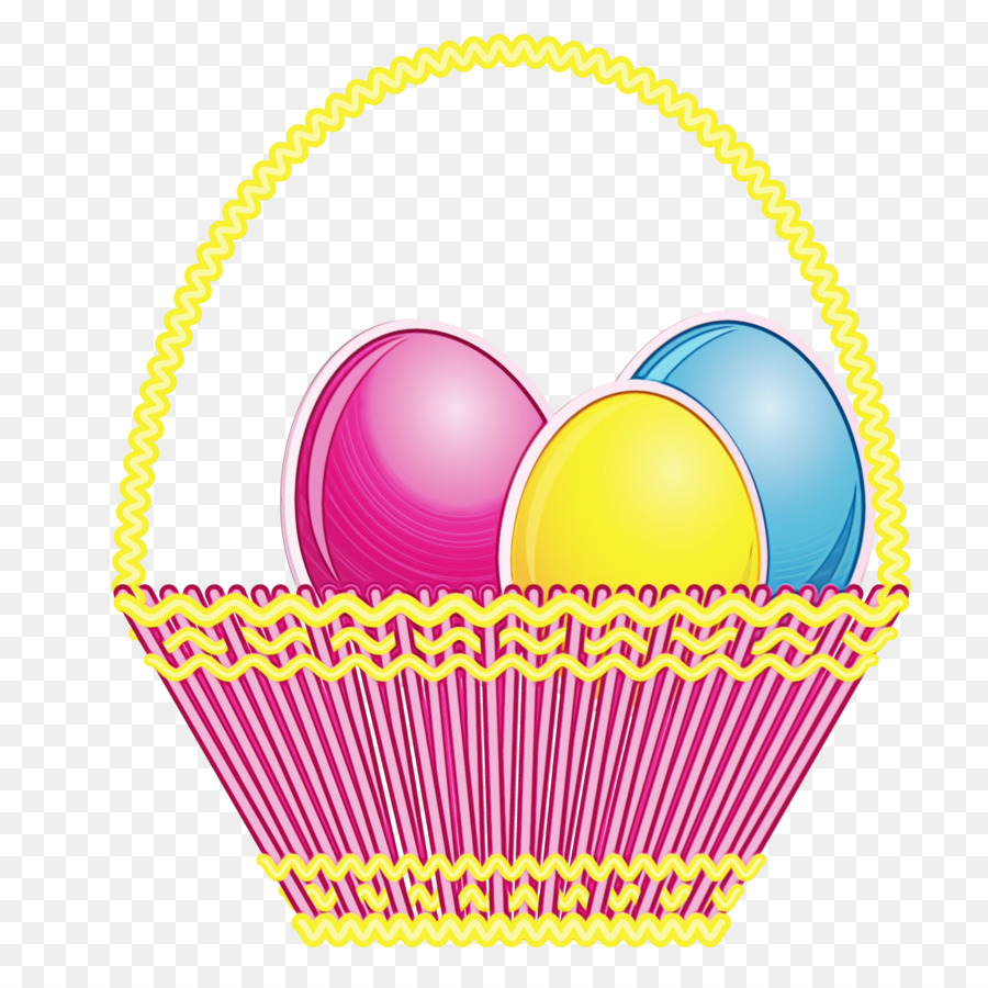 Huevos De Pascua En Canasta，Vistoso PNG