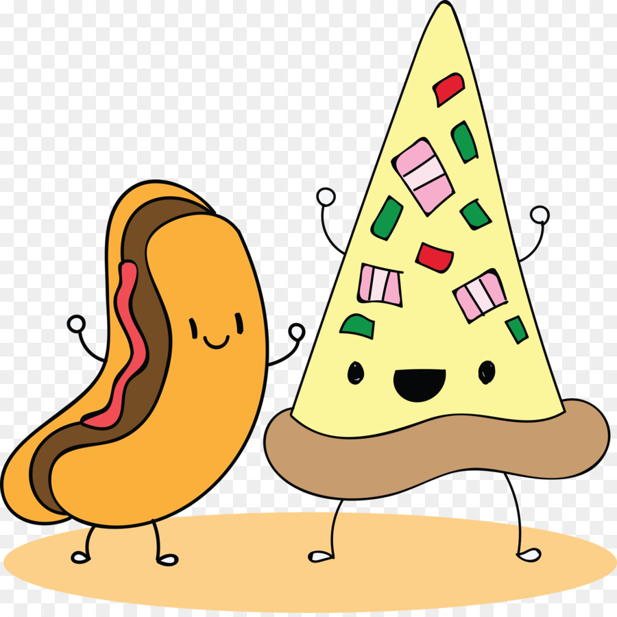 Pizza Y Perrito Caliente，Dibujos Animados PNG