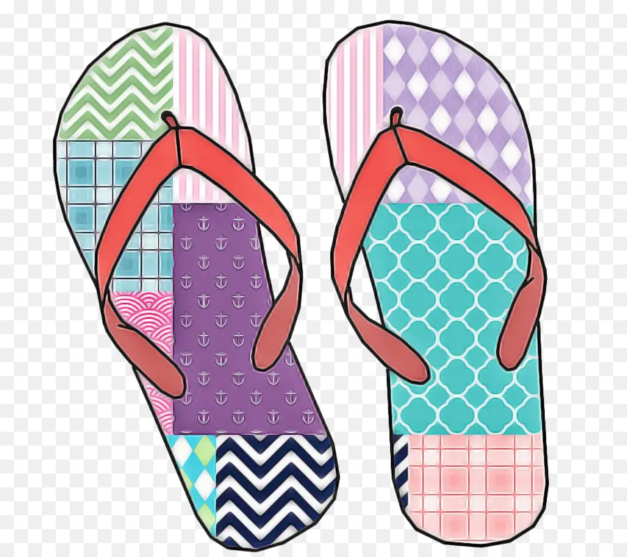 Chanclas Coloridas，Verano PNG