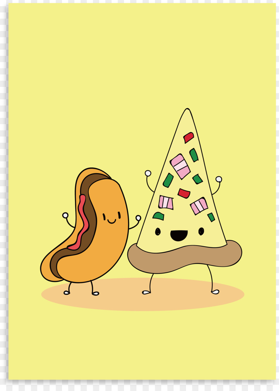 Pizza Y Perrito Caliente，Dibujos Animados PNG