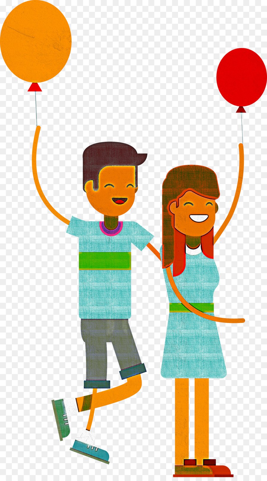 Pareja Con Globos，Chico PNG