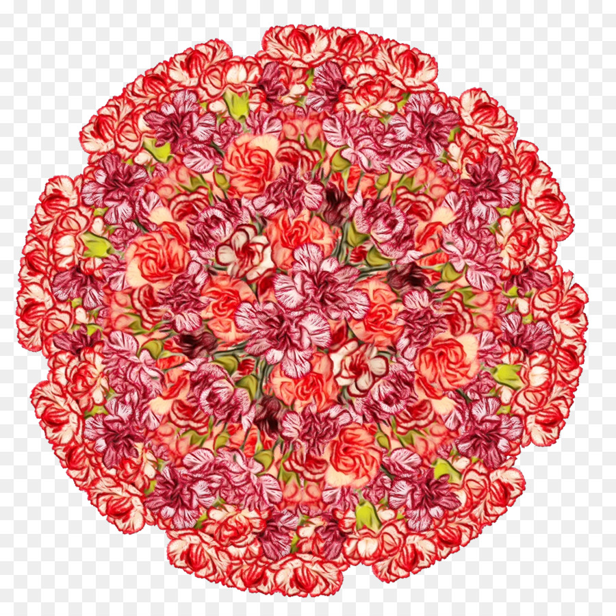 Mandala De Flor Roja，Floral PNG