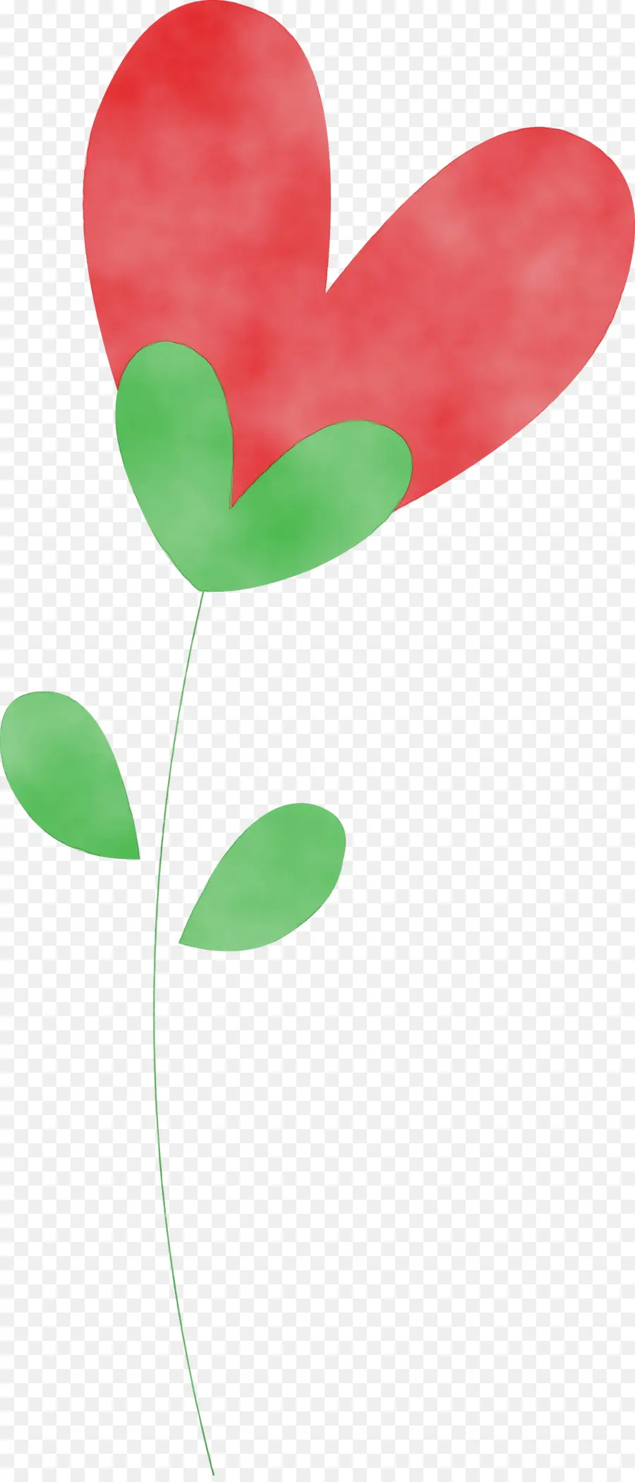 Flor Roja En Forma De Corazón，Hojas PNG