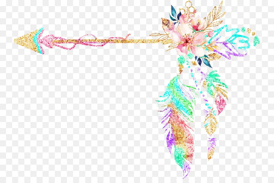 Flecha Colorida Con Plumas，Plumas PNG