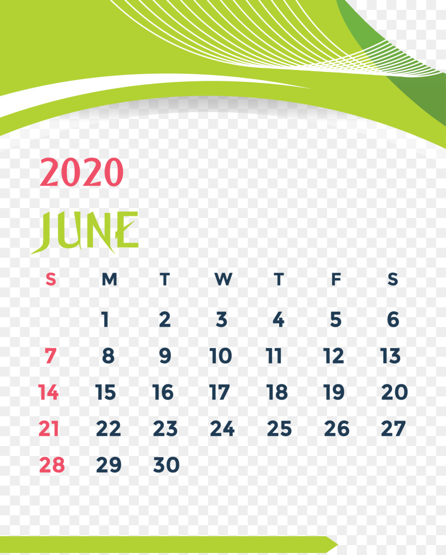 Calendario Junio ​​2020，Fecha PNG