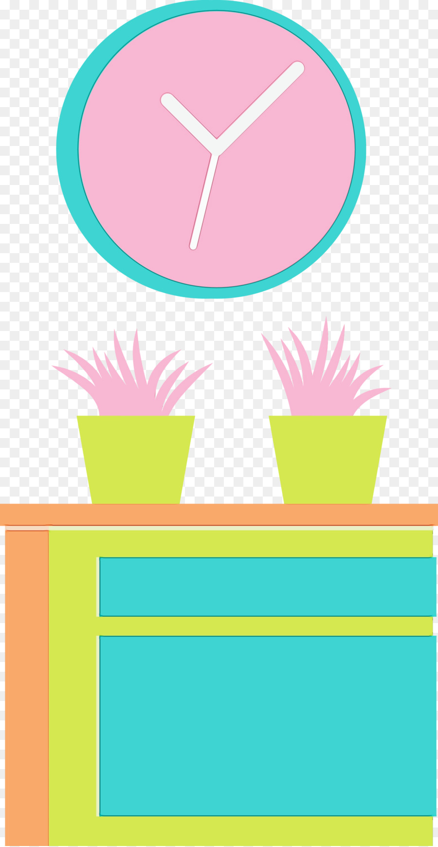 Reloj Y Plantas，Muro PNG