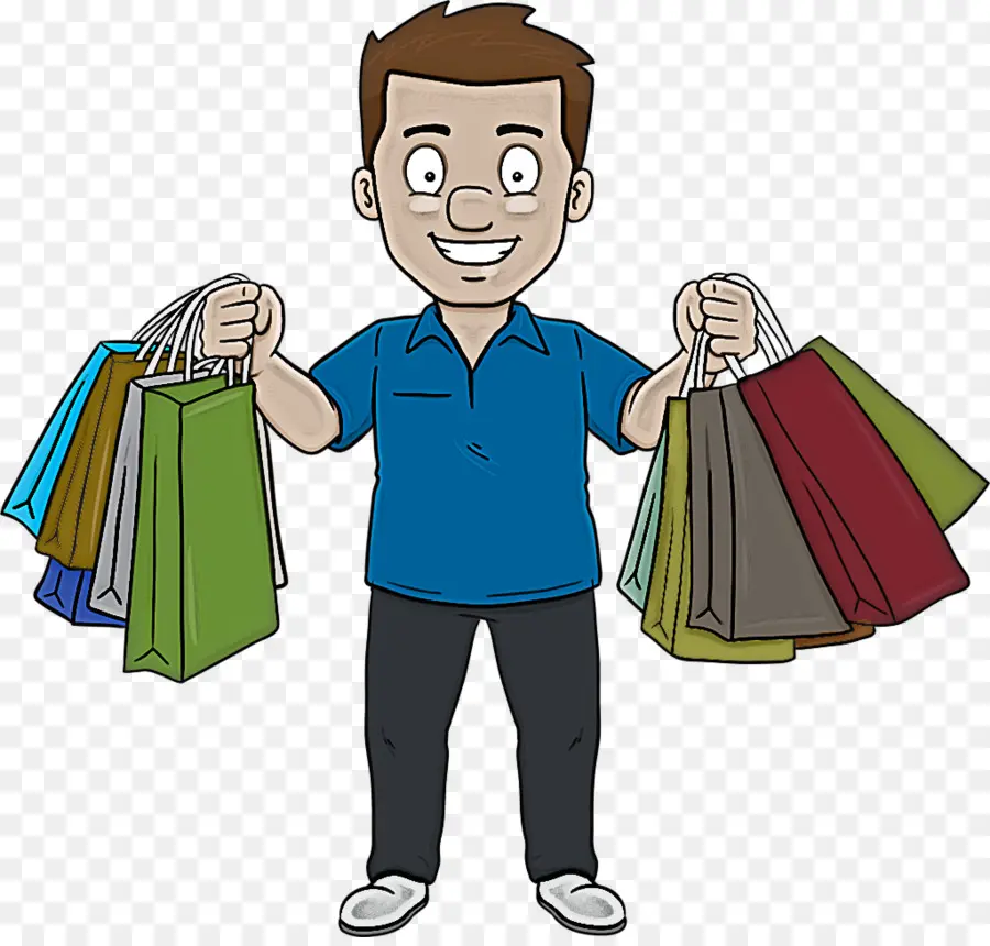 Hombre Con Bolsas De Compras，Compras PNG