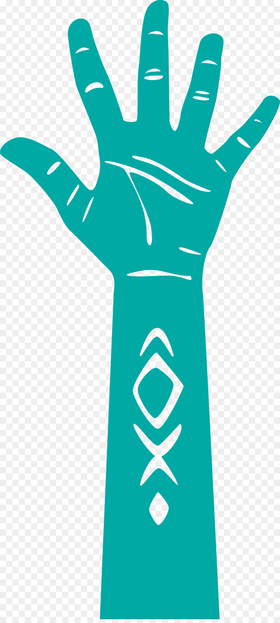 Mano Azul Con Símbolos，Mano PNG