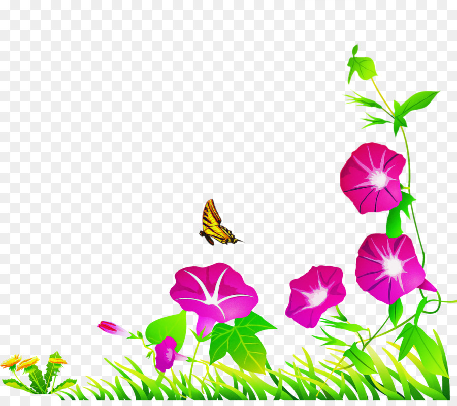 Flores Y Mariposas，Plantas PNG