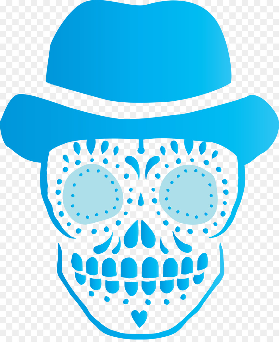 Calavera De Azúcar Azul，Sombrero PNG