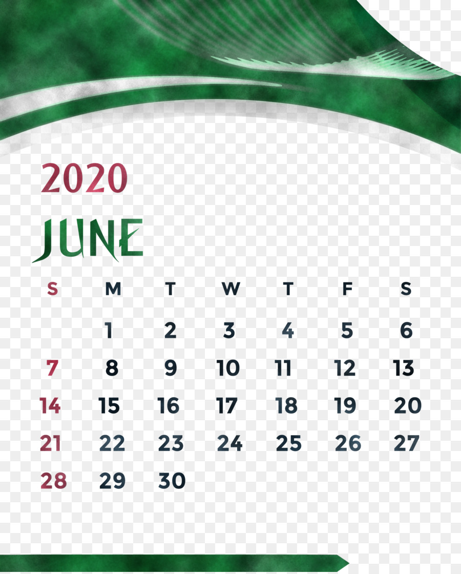 Calendario Junio ​​2020，Fecha PNG