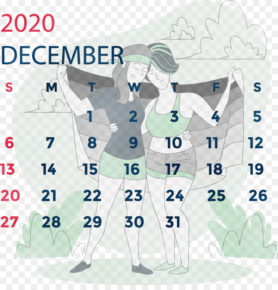 Calendario Diciembre 2020，Amigos PNG