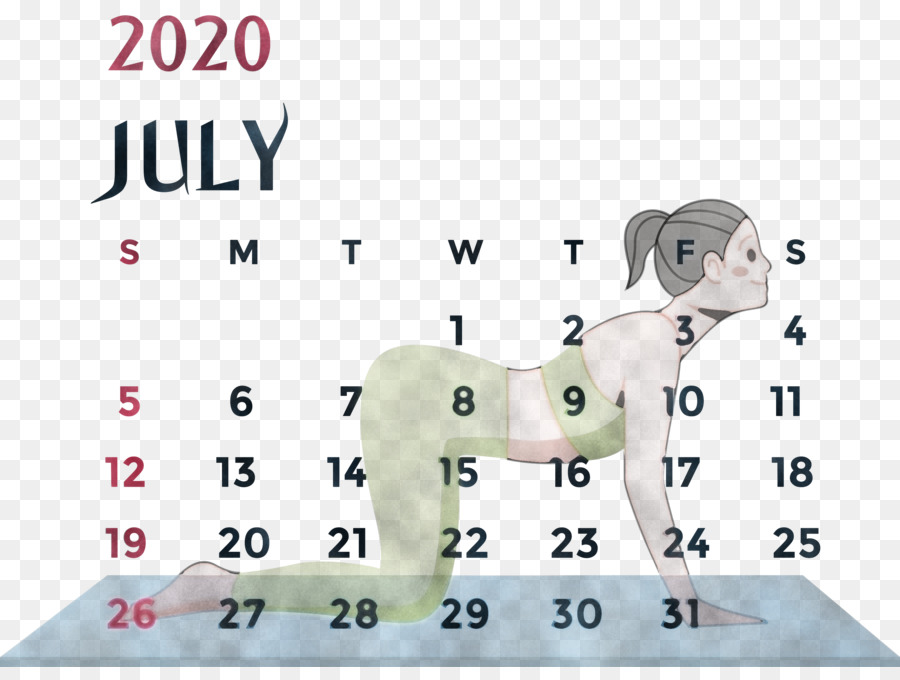 Calendario Julio 2020，Fechas PNG