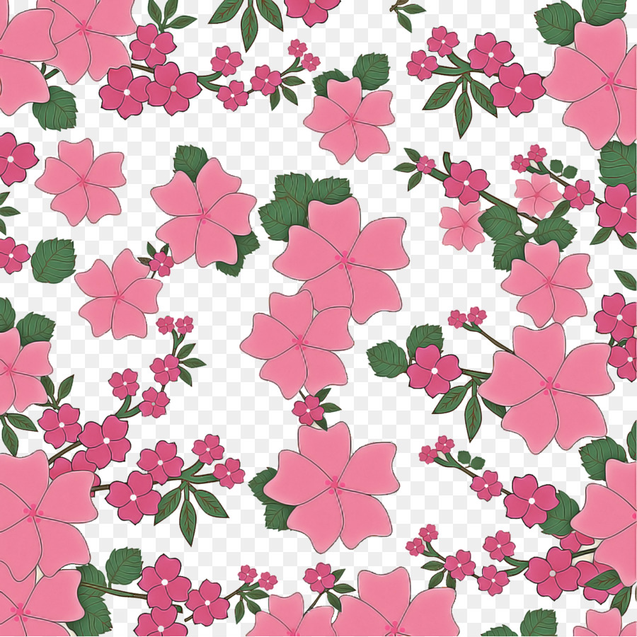 Flores Rosadas，Hojas Verdes PNG