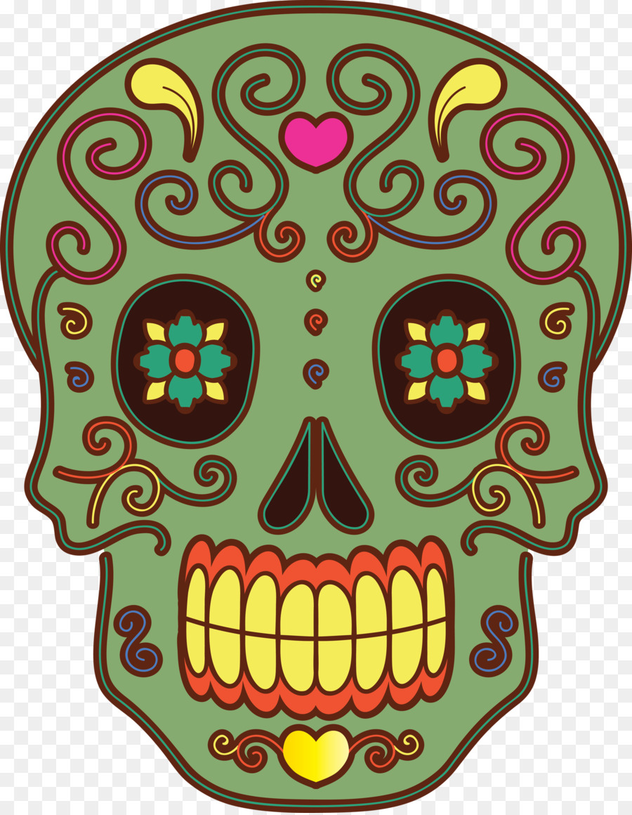 Dia De Los Muertos，Arte De Cráneo PNG