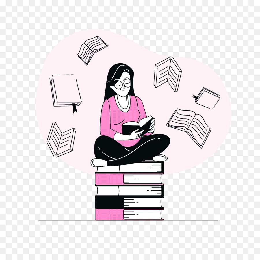 Mujer Leyendo，Libros PNG