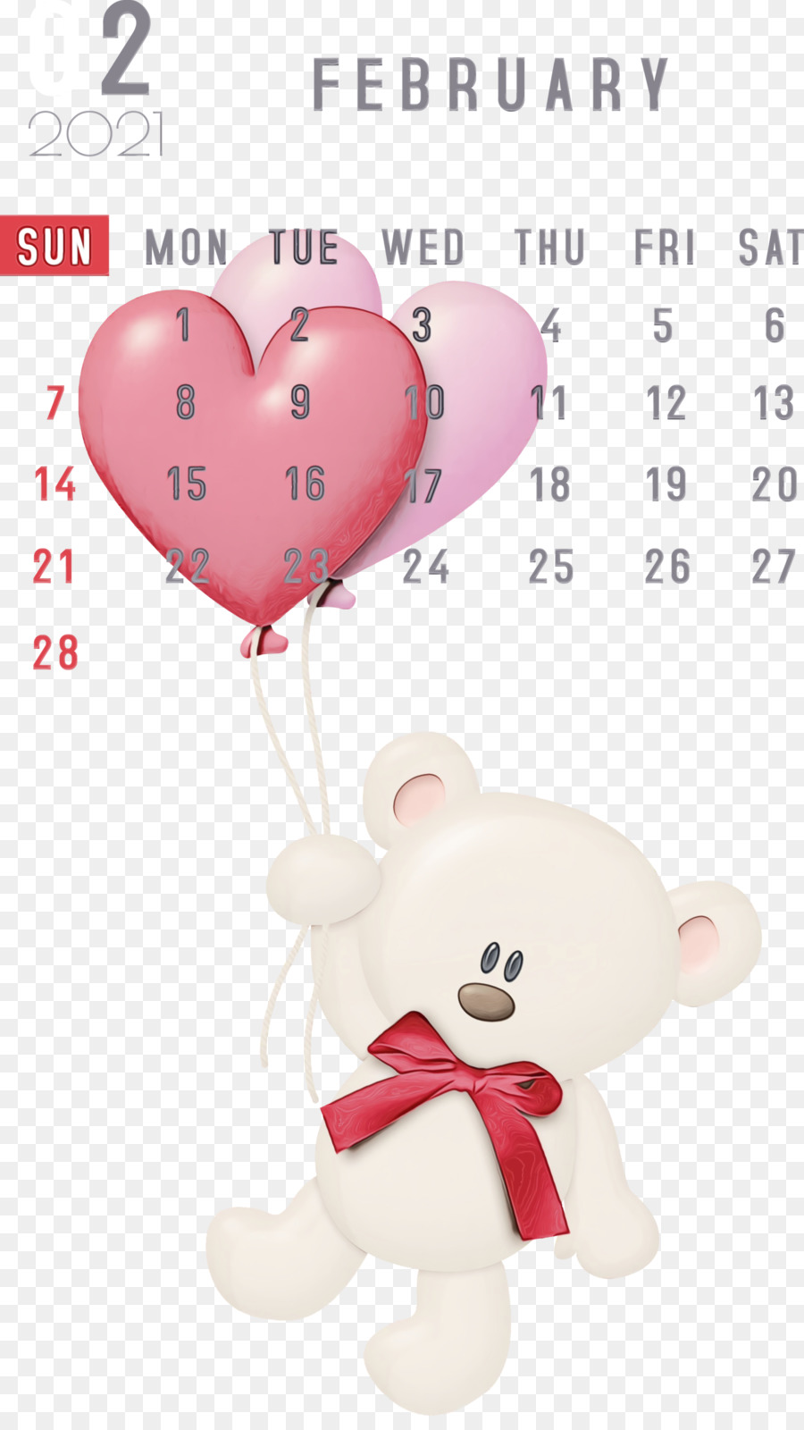 Calendario Febrero，Oso De Peluche PNG