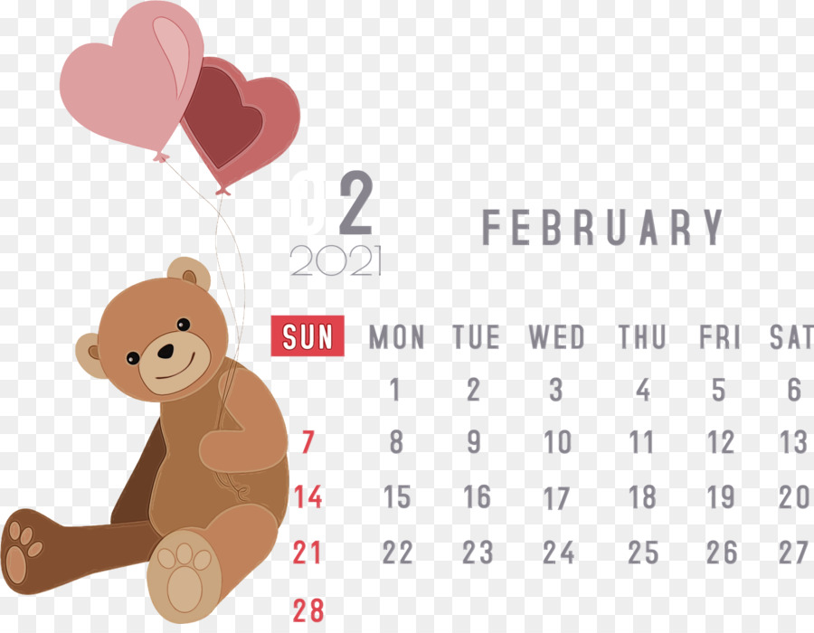 Calendario Febrero，Oso De Peluche PNG