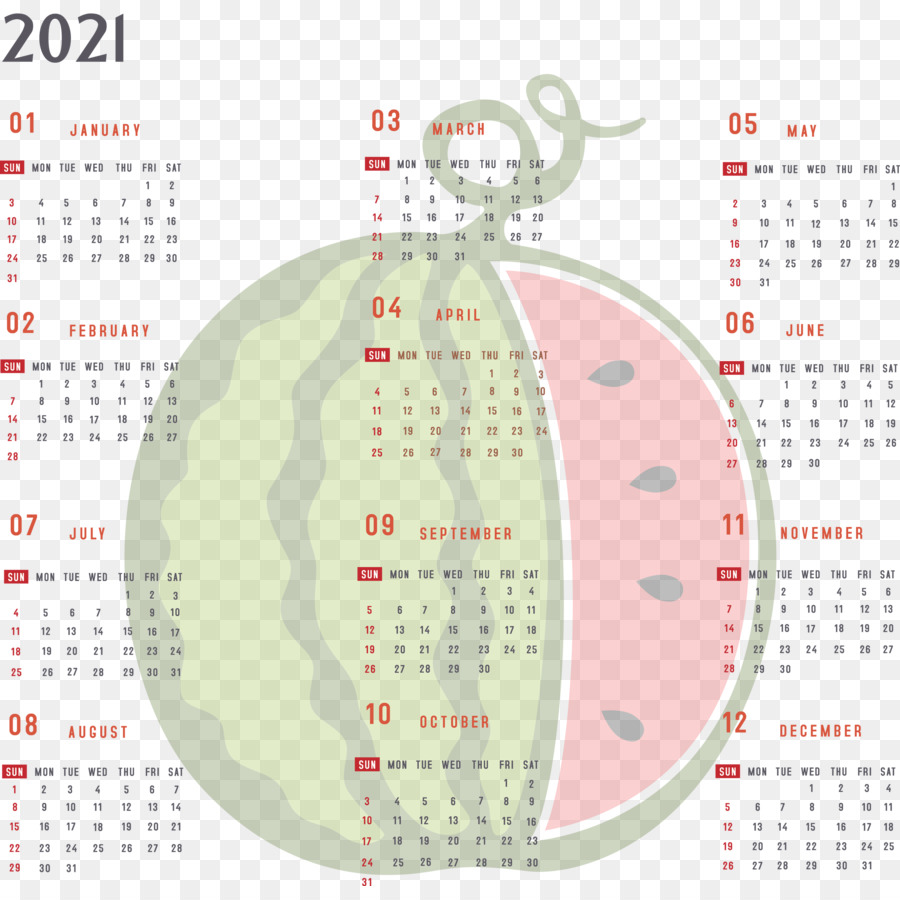 Calendario 2021，Año PNG