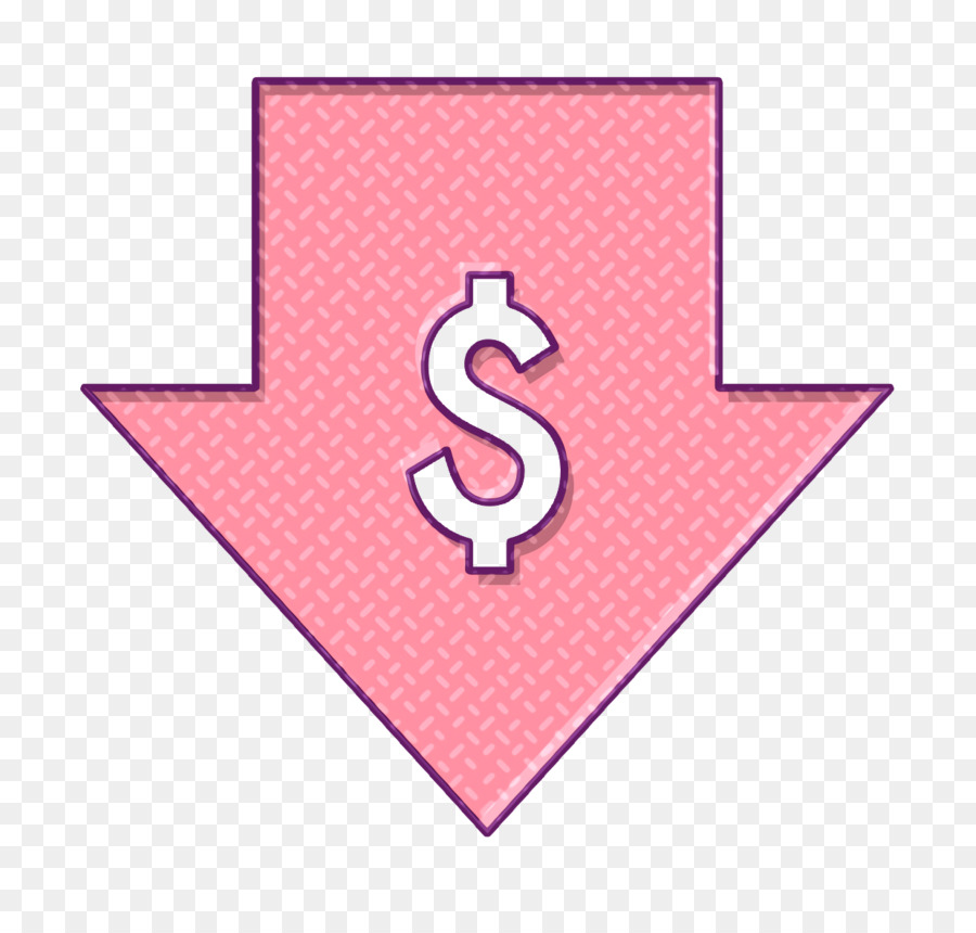 Flecha Hacia Abajo Rosa Con Signo De Dólar，Abajo PNG