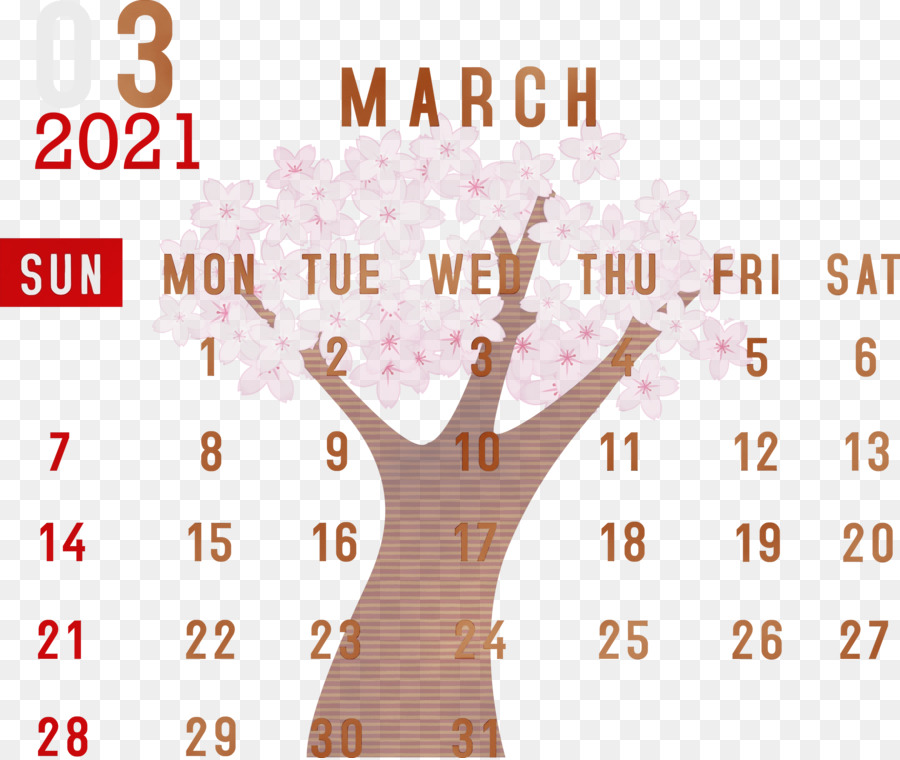 Calendario Marzo 2021，Fechas PNG