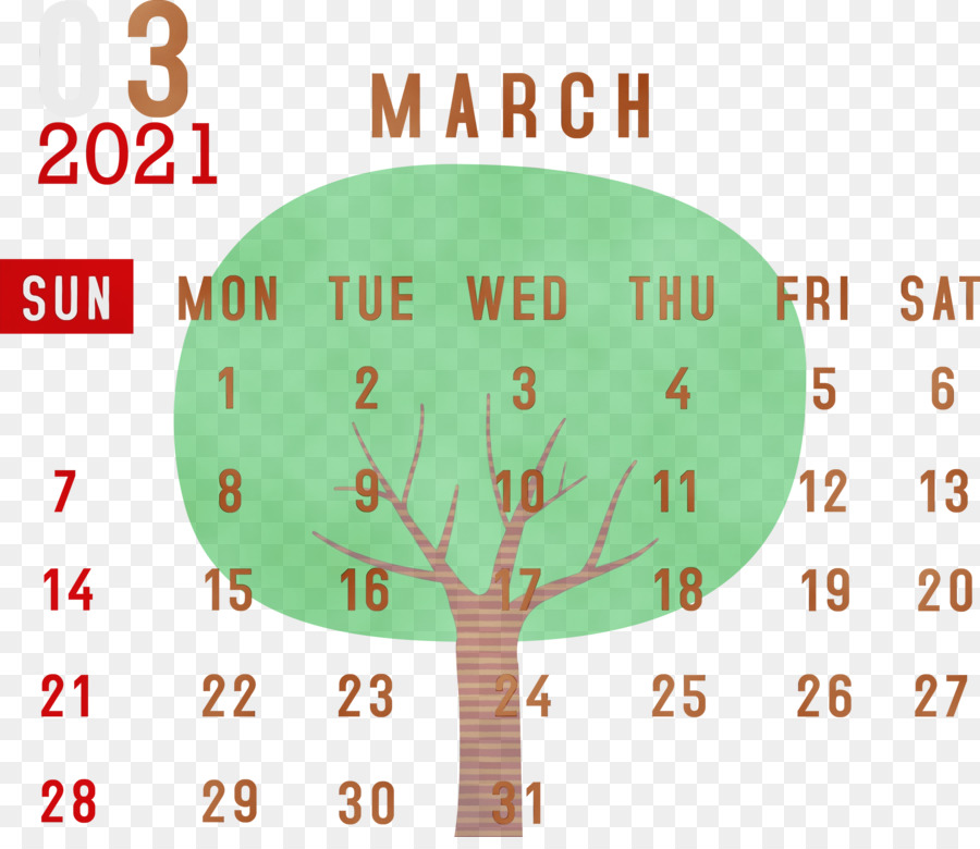 Calendario Marzo 2021，Fechas PNG