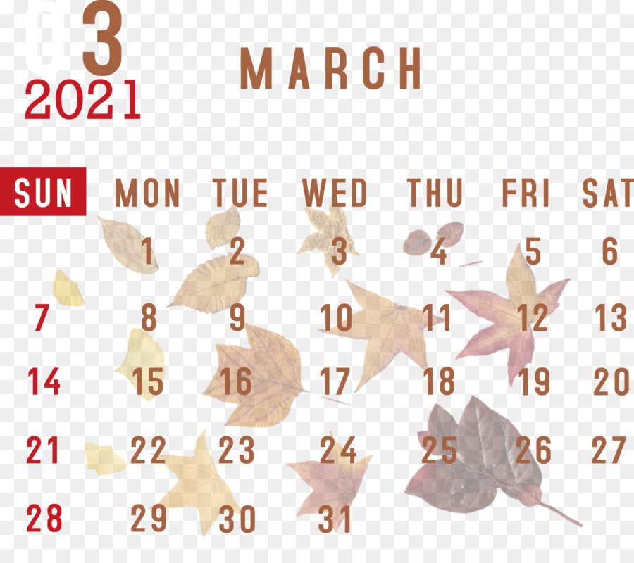 Calendario Marzo 2021，Fechas PNG