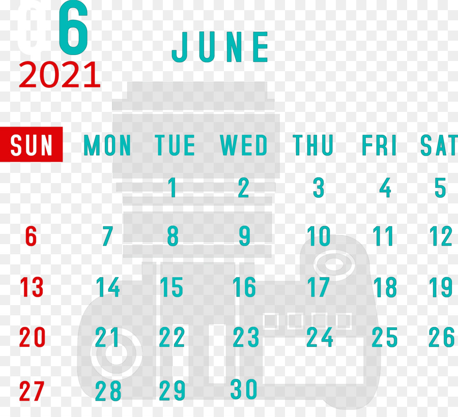 Calendario Junio 2021，Fechas PNG