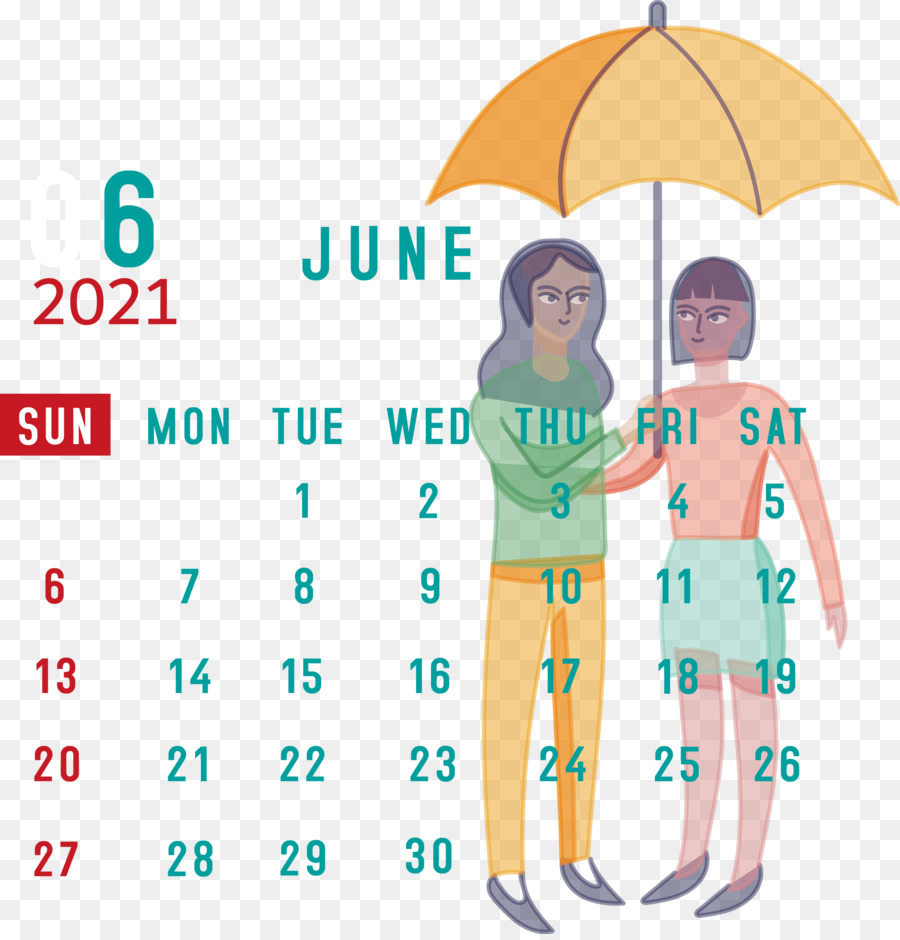 Calendario Junio ​​2021，Fechas PNG