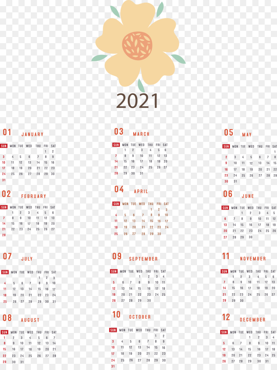 Calendario 2021，Año PNG