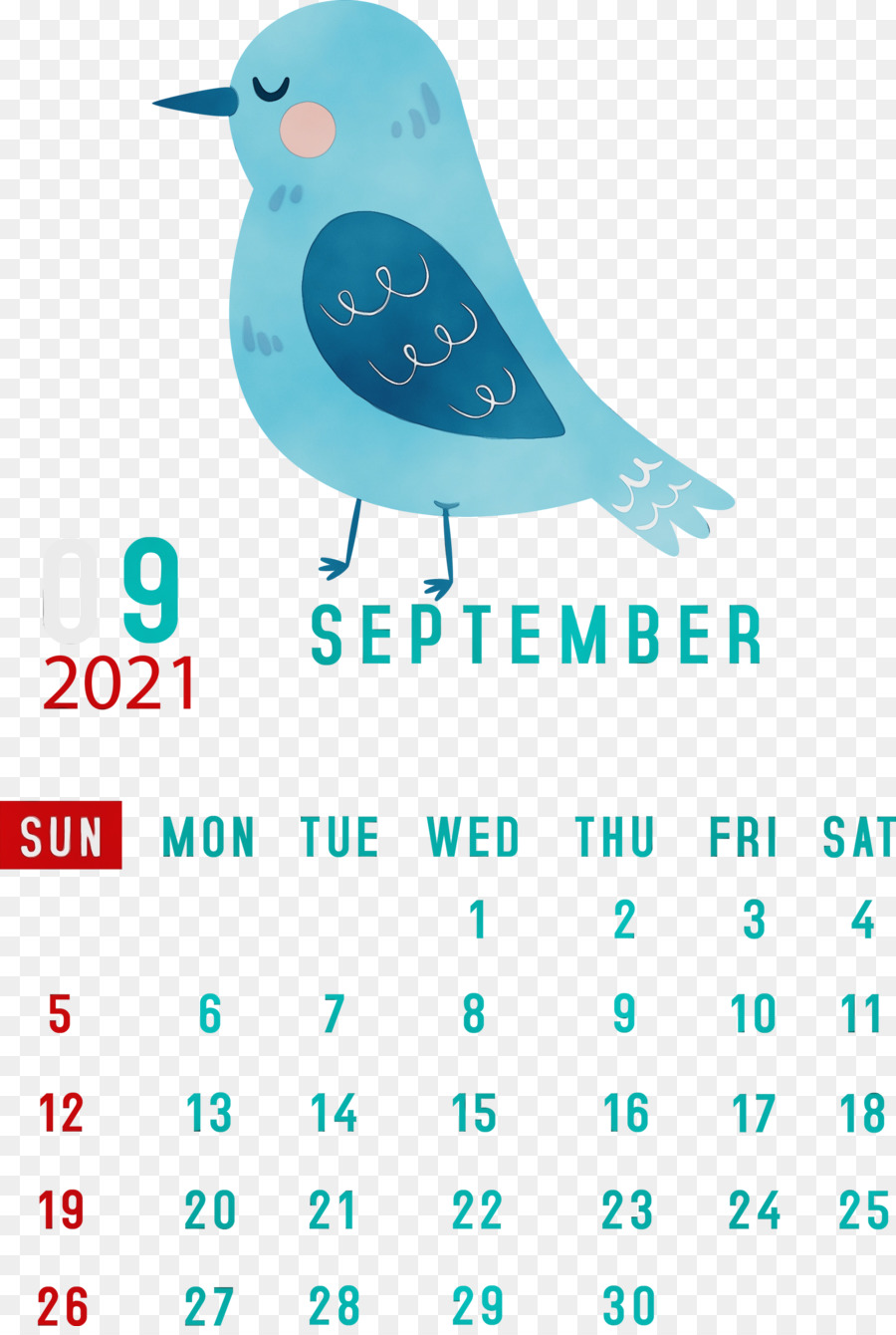 Calendario Septiembre，Pájaro PNG